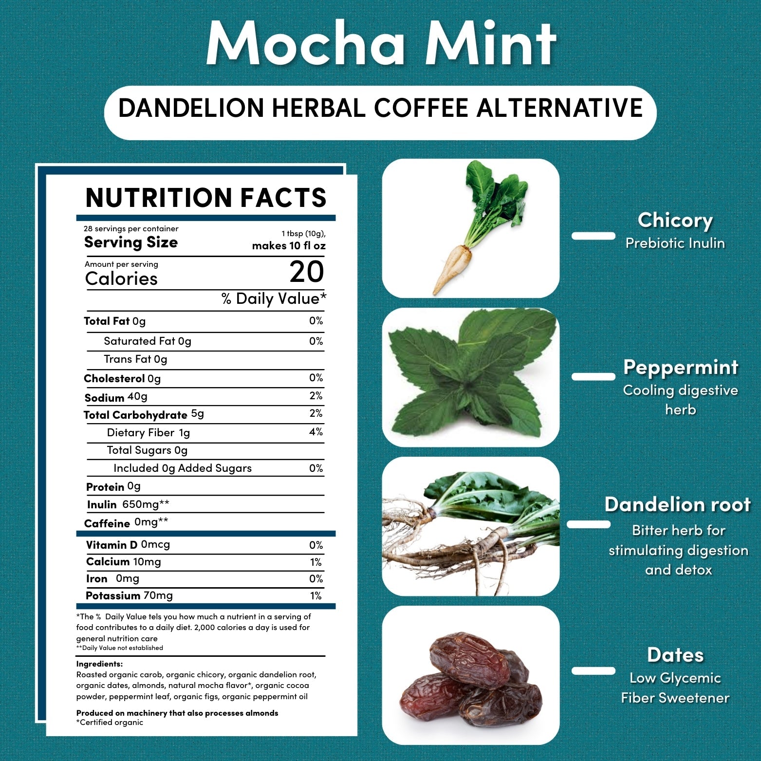 Dandelion Mocha Mint Herbal Coffee