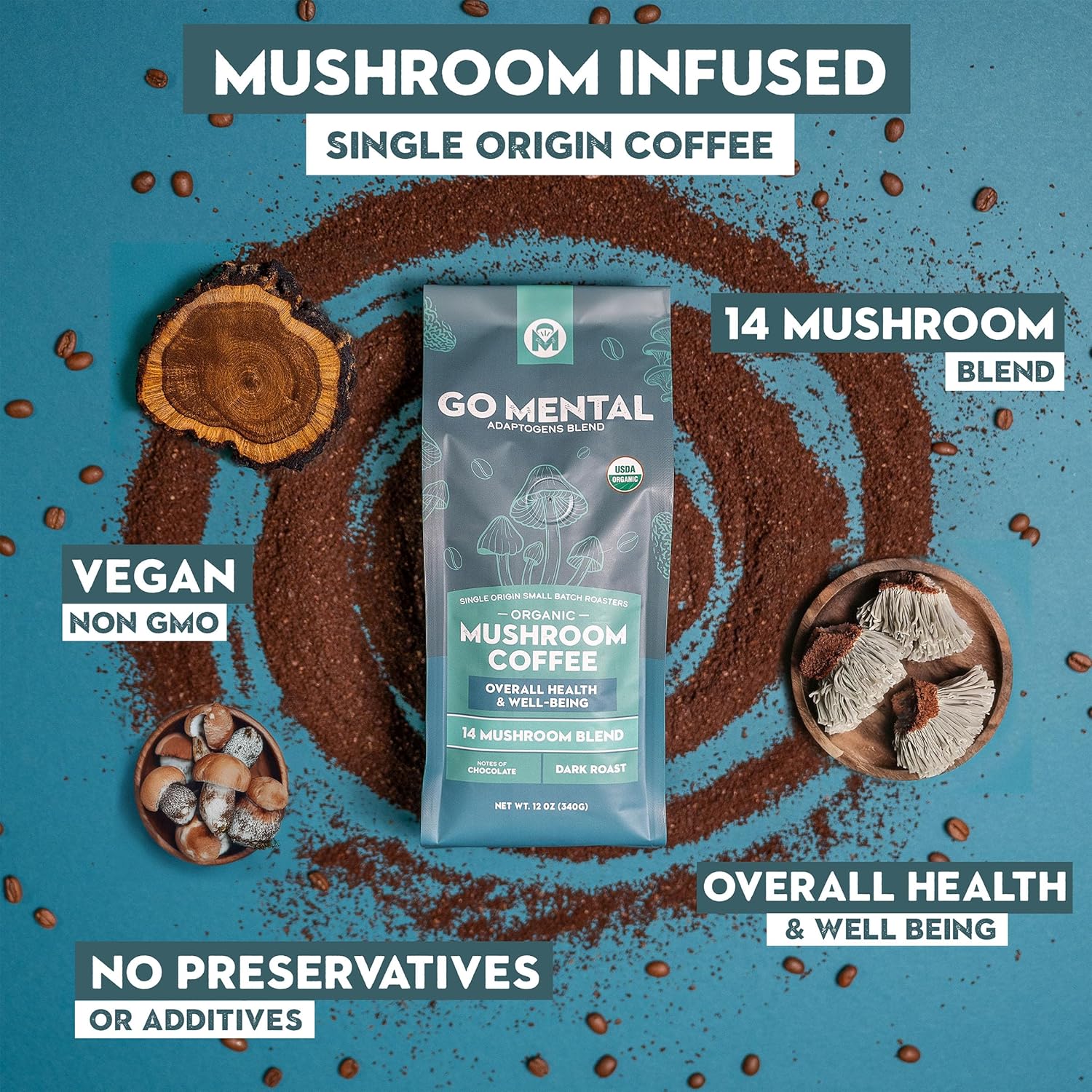 14 Mushroom Coffee Adaptogens Blend