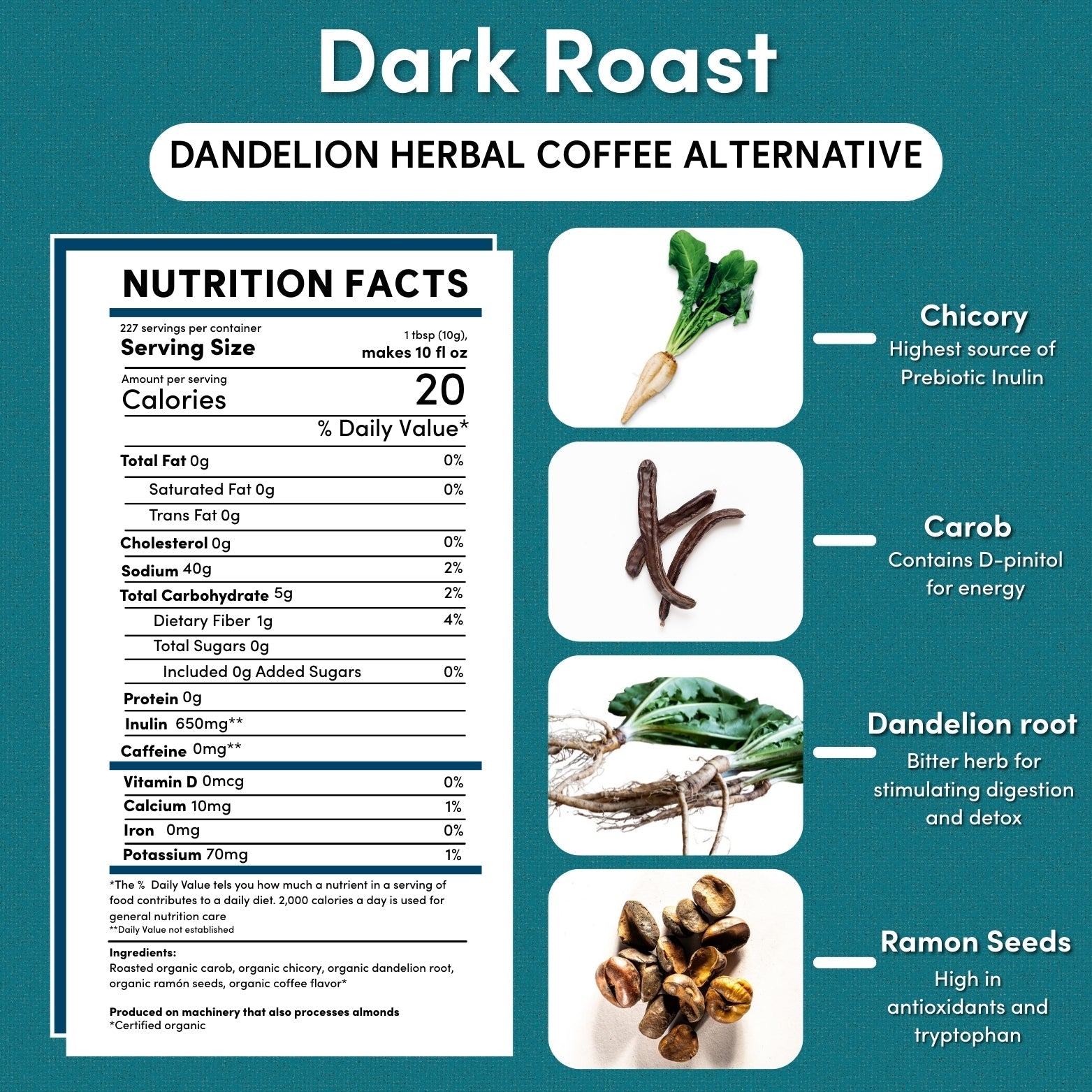 Dandelion Dark Roast Herbal Coffee