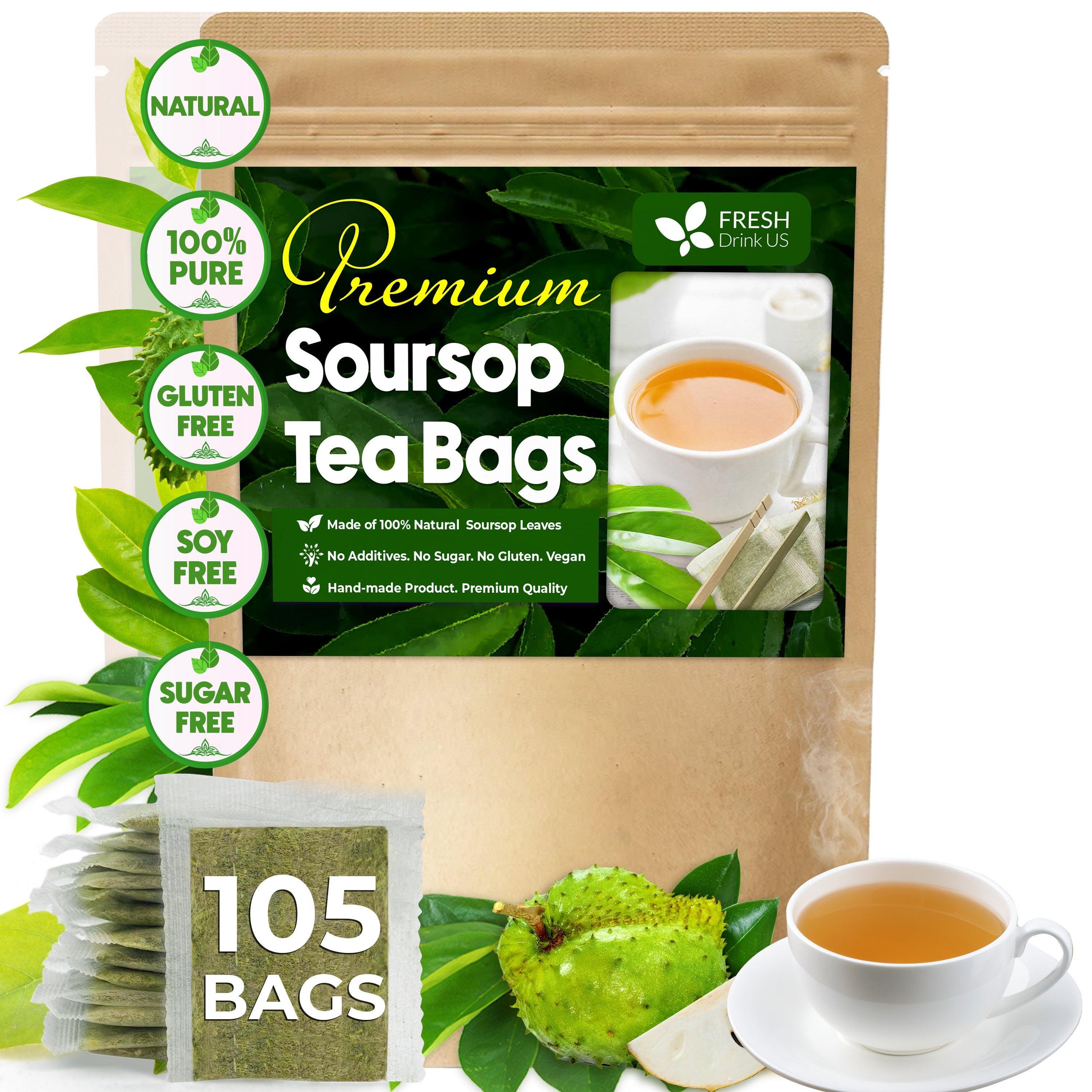 Premium Soursop Leaves Tea bags, Dried Soursop Leaves, Soursop Leaf Powder, Guanabana Leaves Tea, Hoja Guanabana Tea