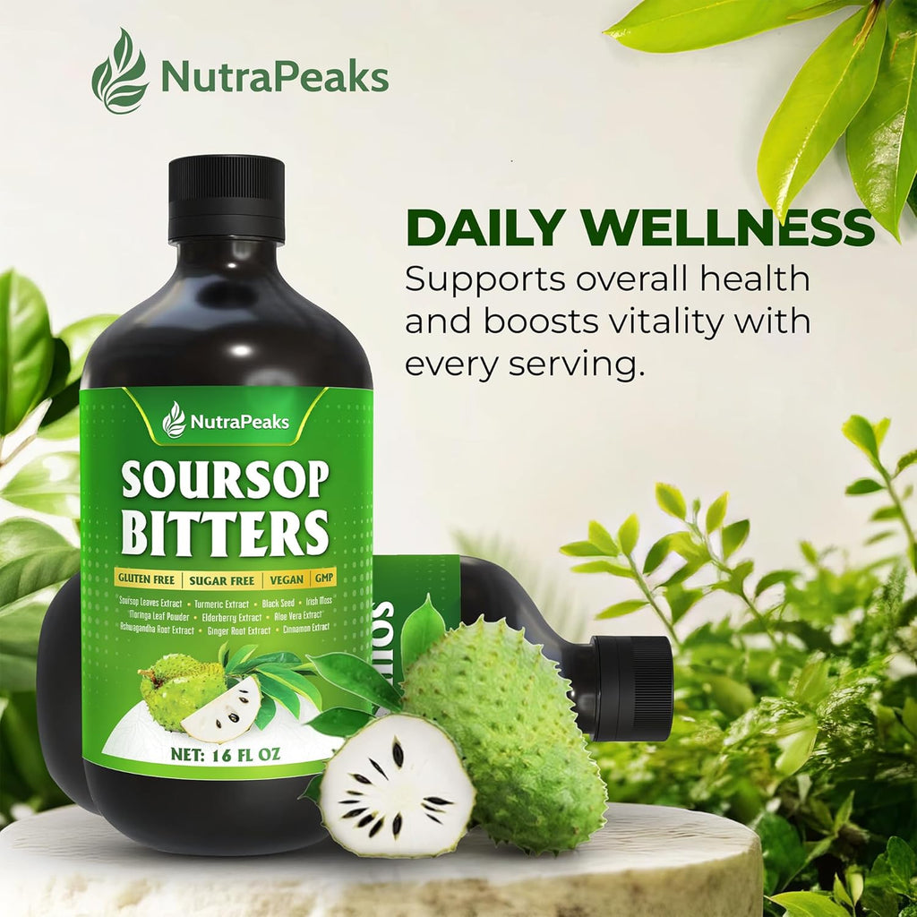 Soursop Bitters Liquid – Herbal Detox Formula with Soursop, Turmeric, Moringa & Black Seed