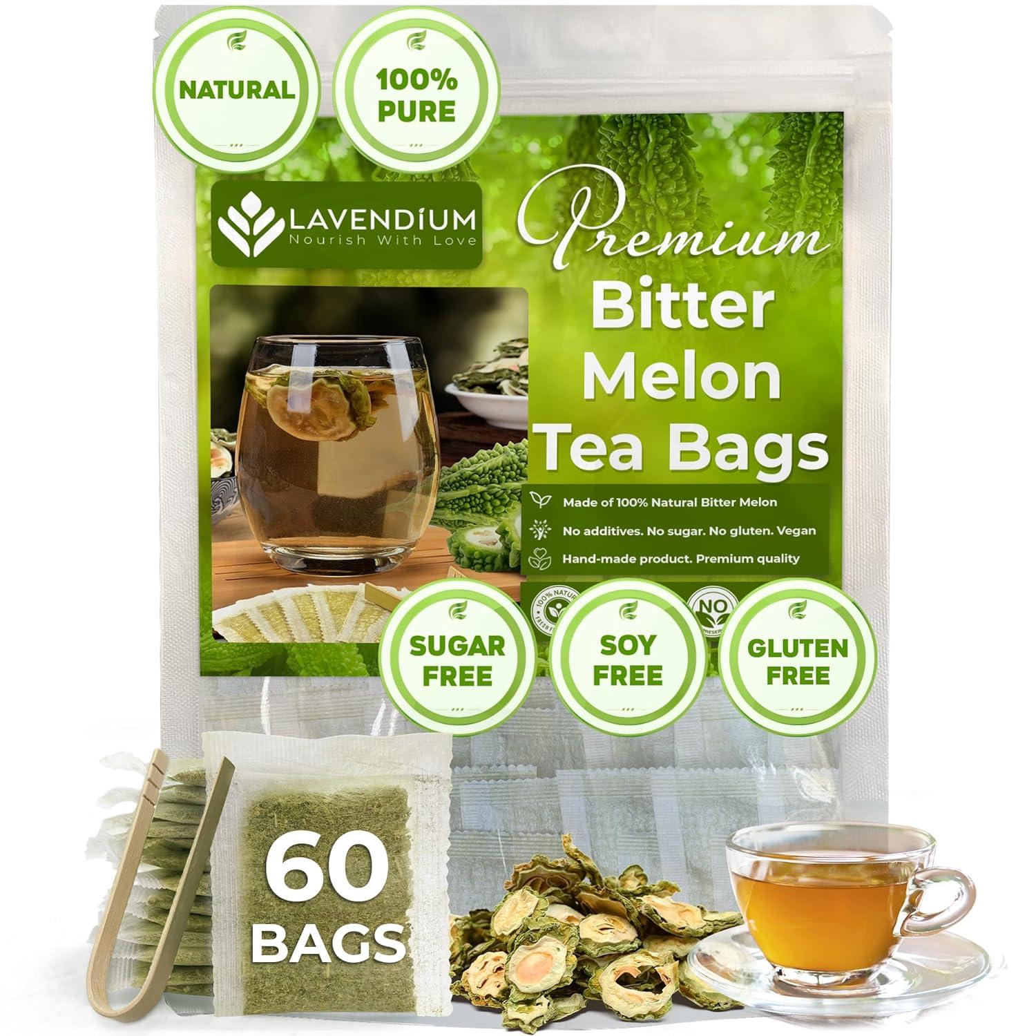 Bitter Melon Tea Bags, 100% Natural, Pure Bitter Melon. Bitter Melon Herbal Tea. Bitter Melon Fruit Tea. No Sugar, No Caffeine, No Gluten, Vegan