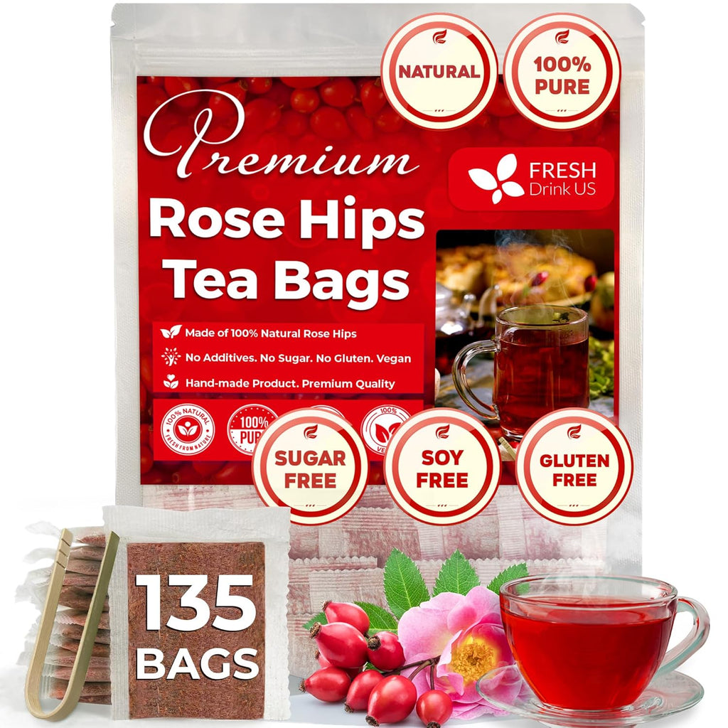 Premium Rosehip Tea Bags, 100% Natural & Pure from Rose Hip Fruits.