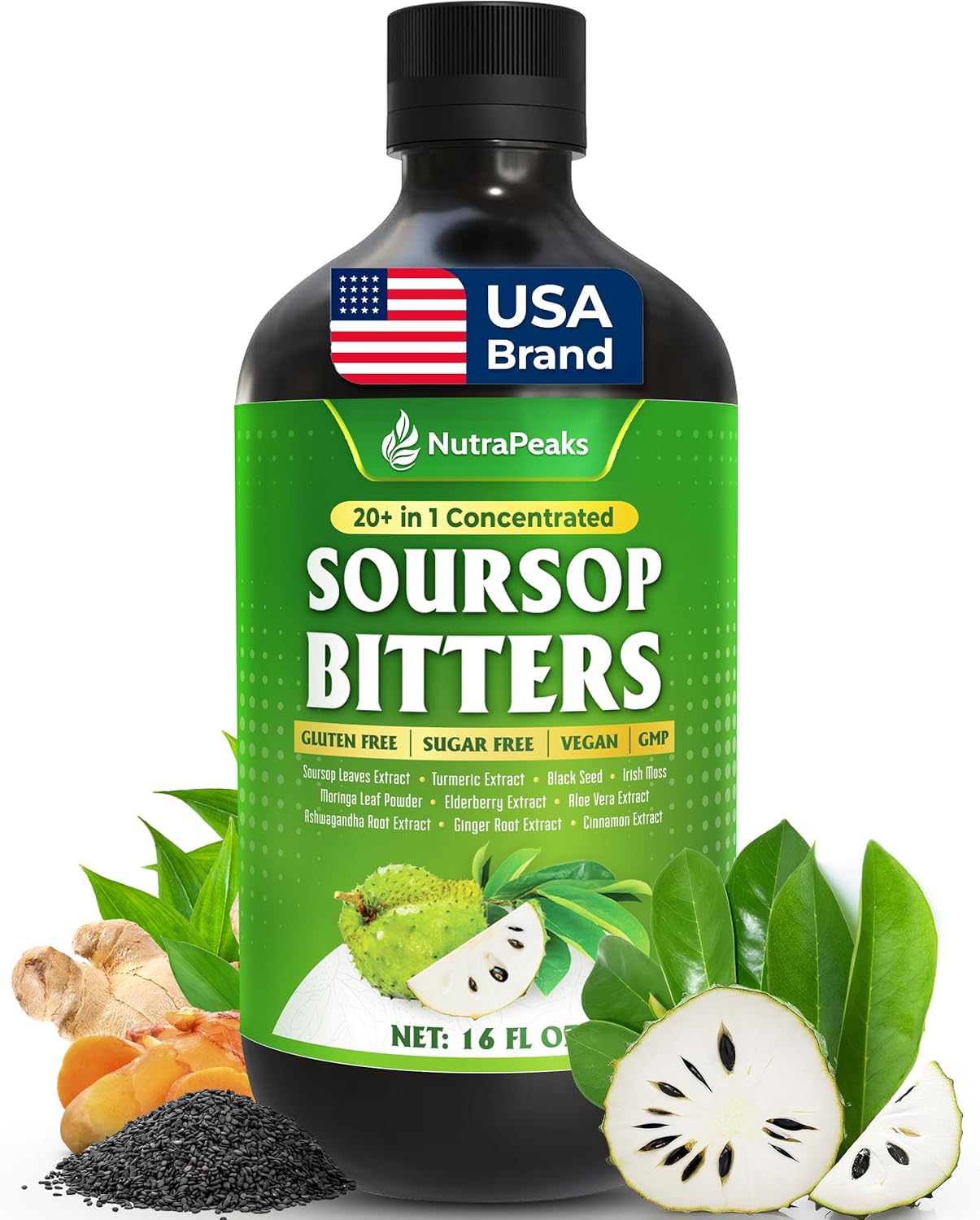 Soursop Bitters Liquid – Herbal Detox Formula with Soursop, Turmeric, Moringa & Black Seed