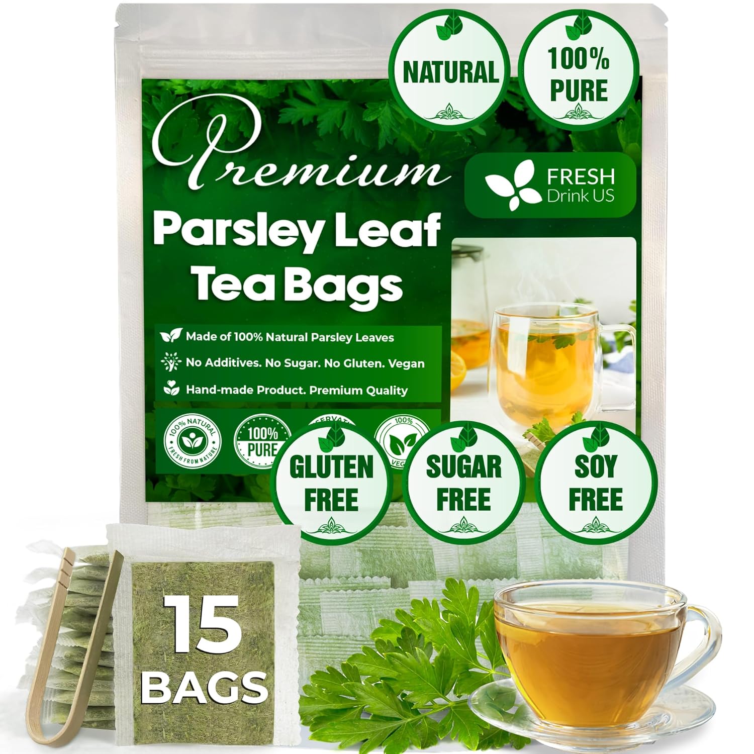 Premium Parsley Leaf Tea Bags, 100% Natural & Pure from Parsley Leaves.