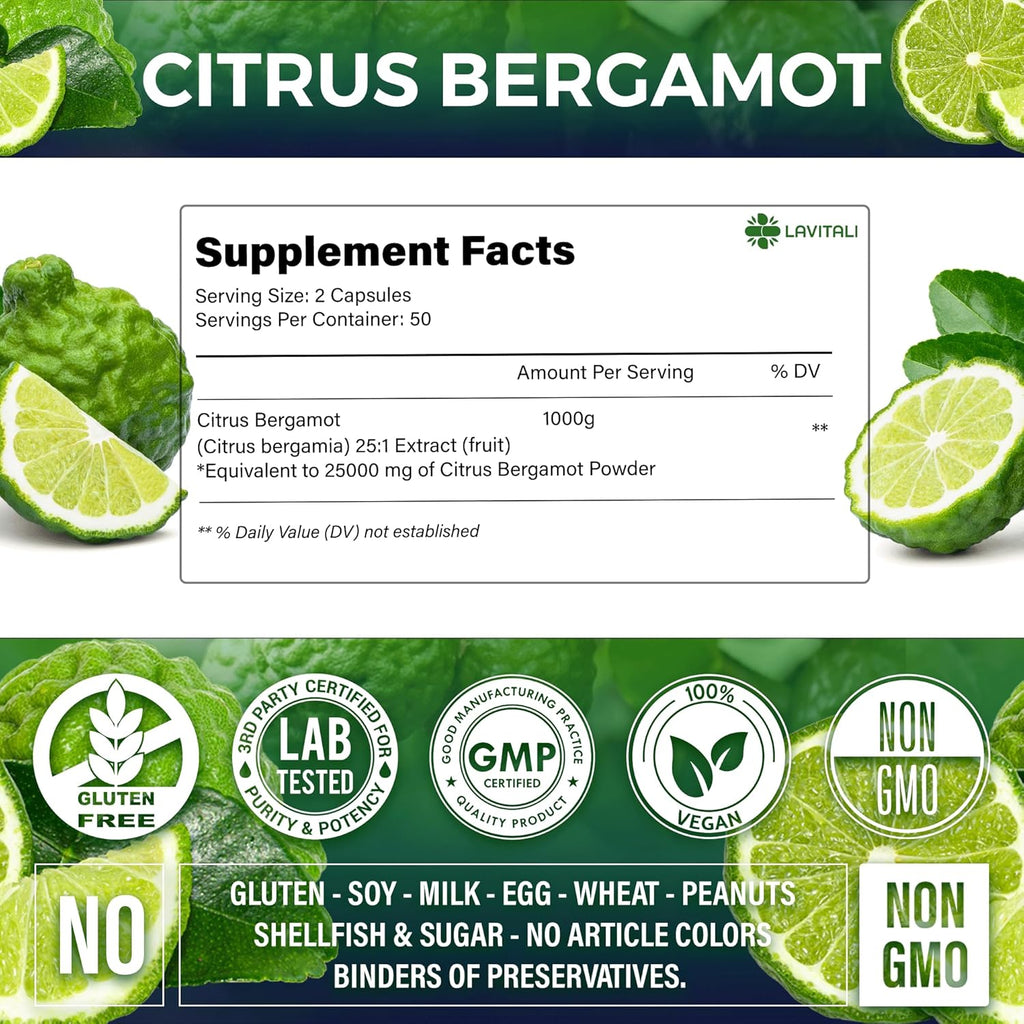 Citrus Bergamot Extract Capsules, Non-GMO, Gluten-Free