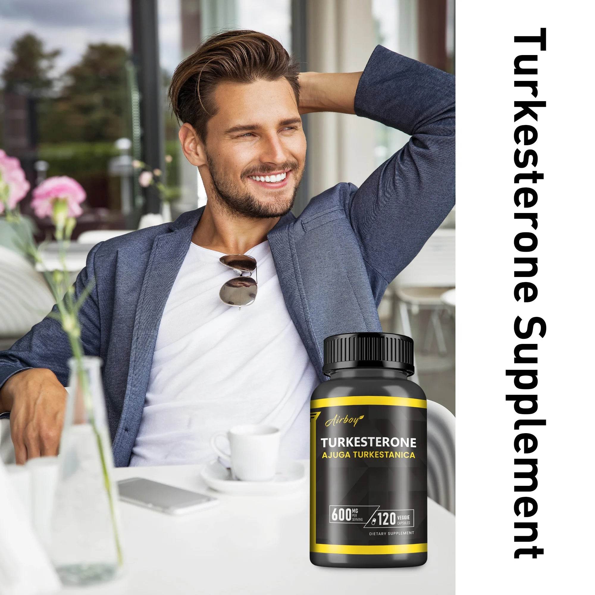 Turkesterone Supplement - Improves Male Performance, Endurance, Motivation, Focus & Muscle Mass - 120 Capsules