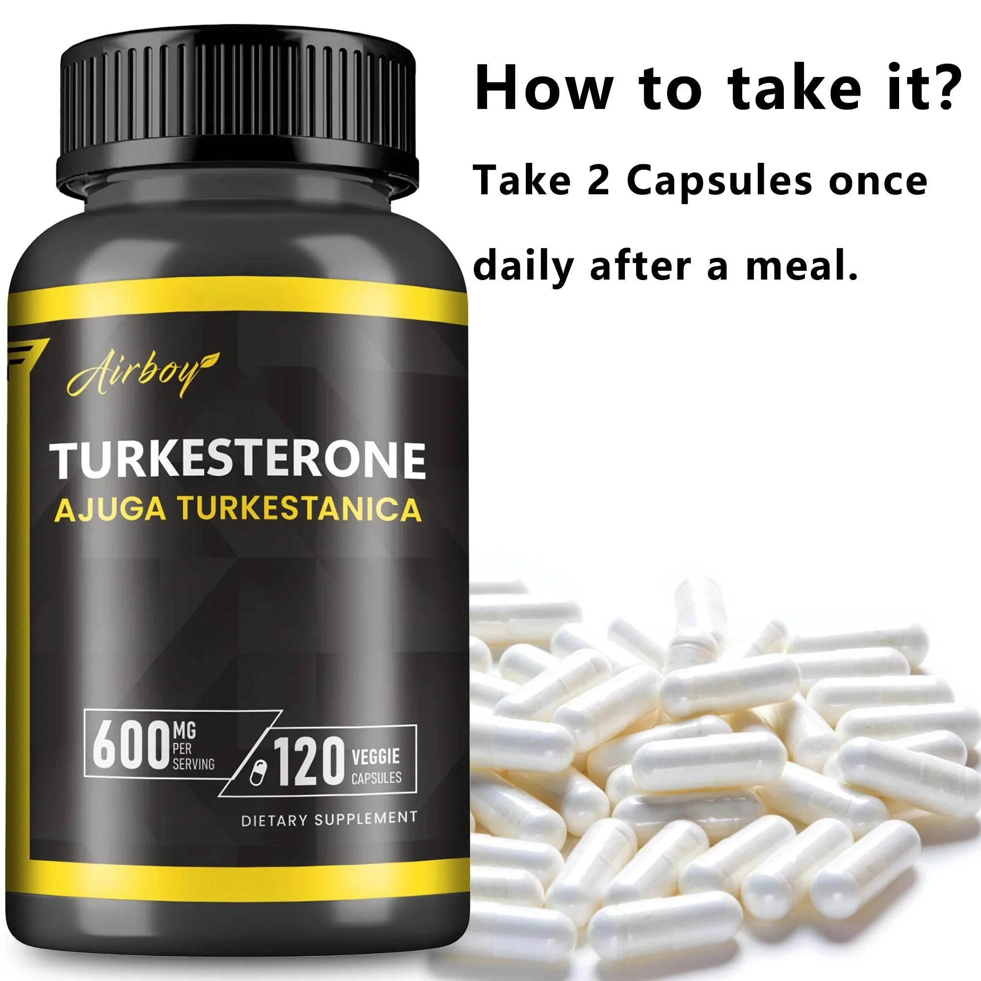 Turkesterone Supplement - Improves Male Performance, Endurance, Motivation, Focus & Muscle Mass - 120 Capsules