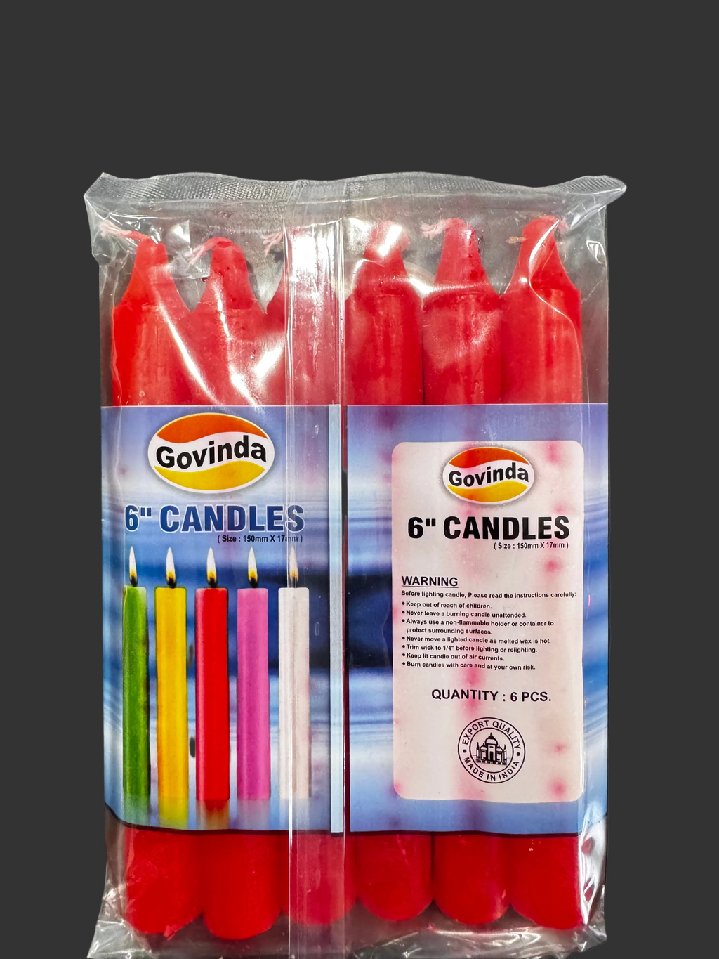 Candles Red 6” 2pk