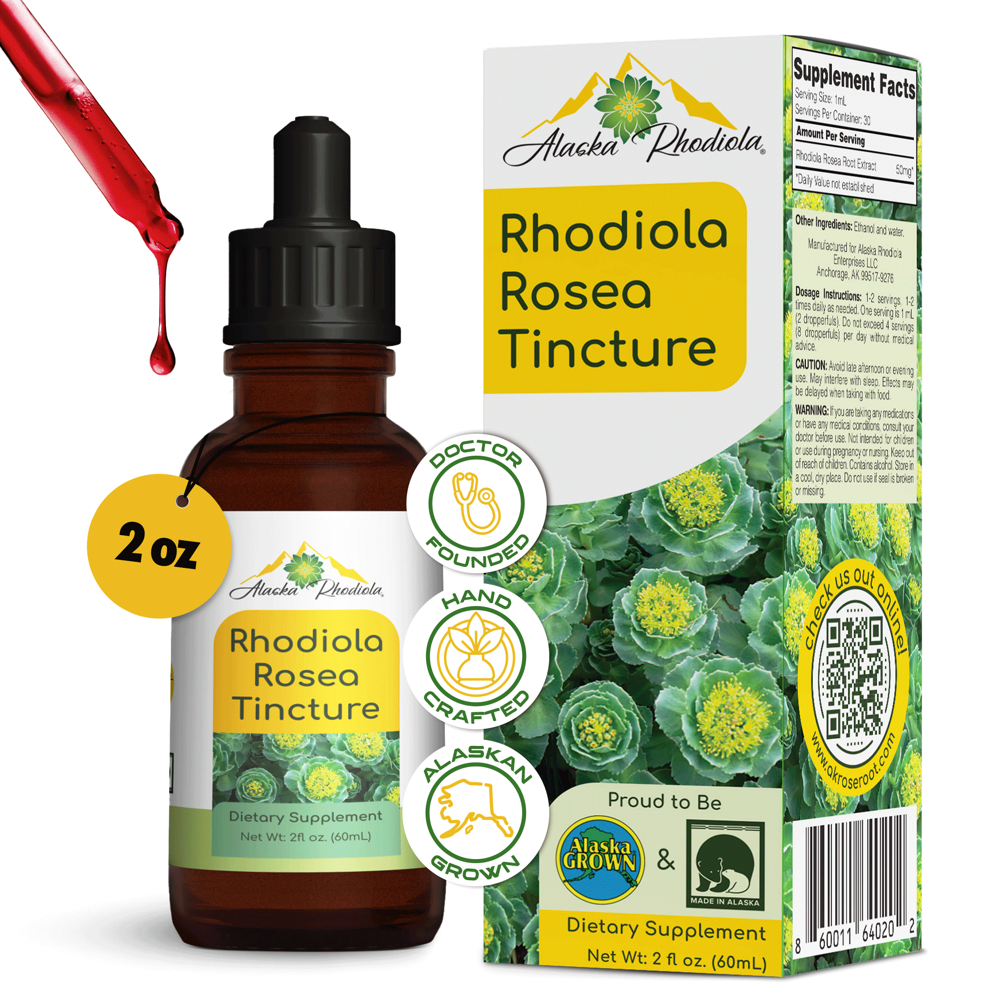 Rhodiola Rosea Tincture – Natural Stress & Energy Support (2 oz)