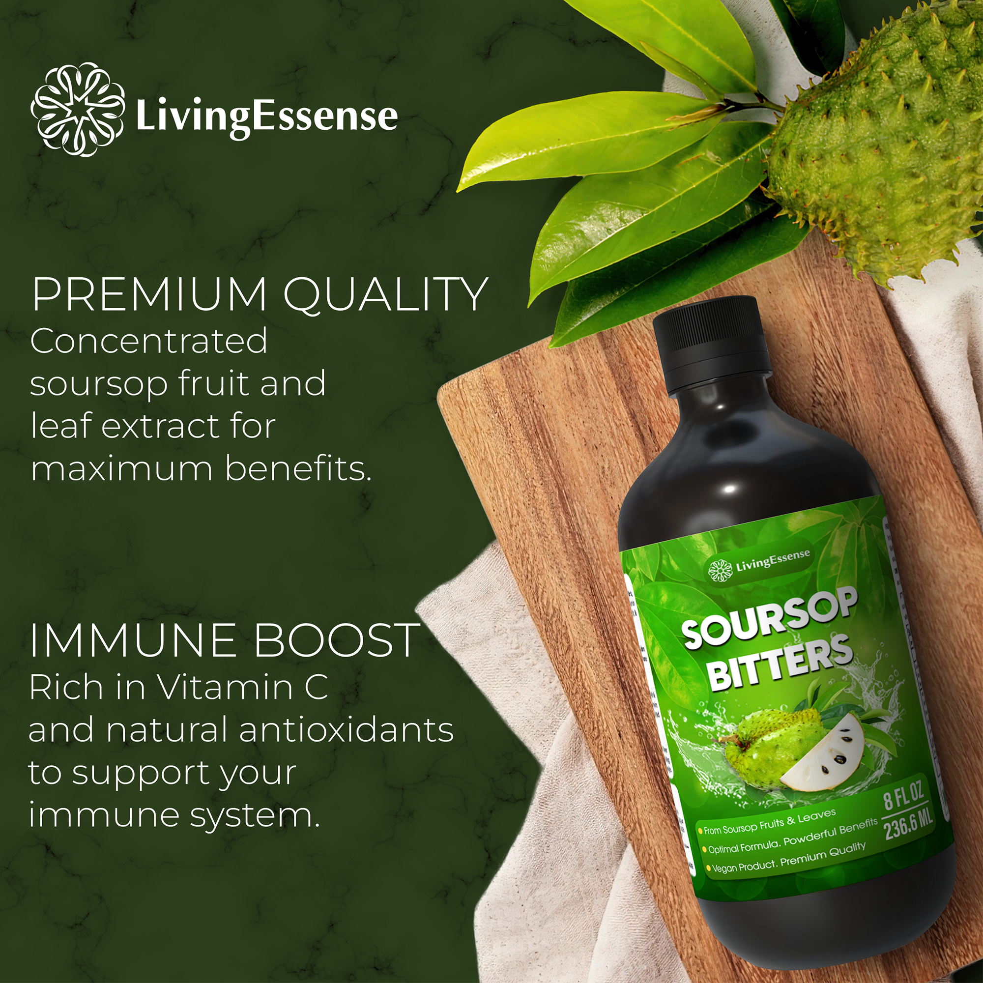 Soursop Bitters Liquid with Soursop Leaves for Gut Health & Immune Boost