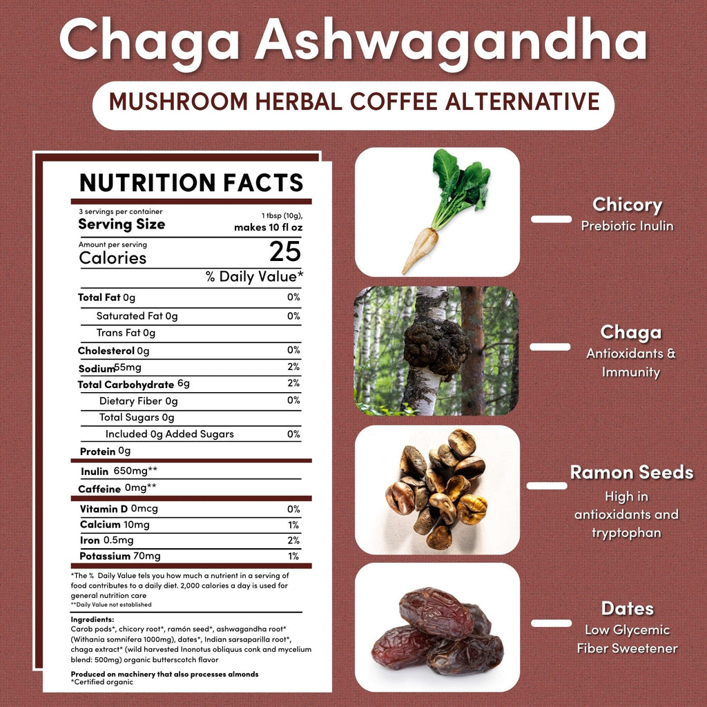 Chaga Ashwagandha Butterscotch Cream Mushroom Herbal Coffee